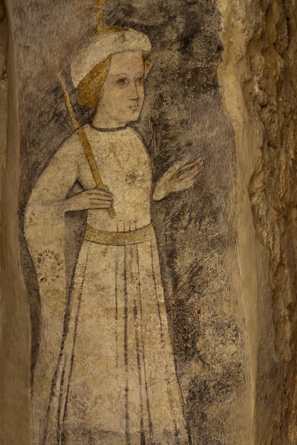 Férfit ábrázoló világi freskó a XIV századból a Thury-várban
