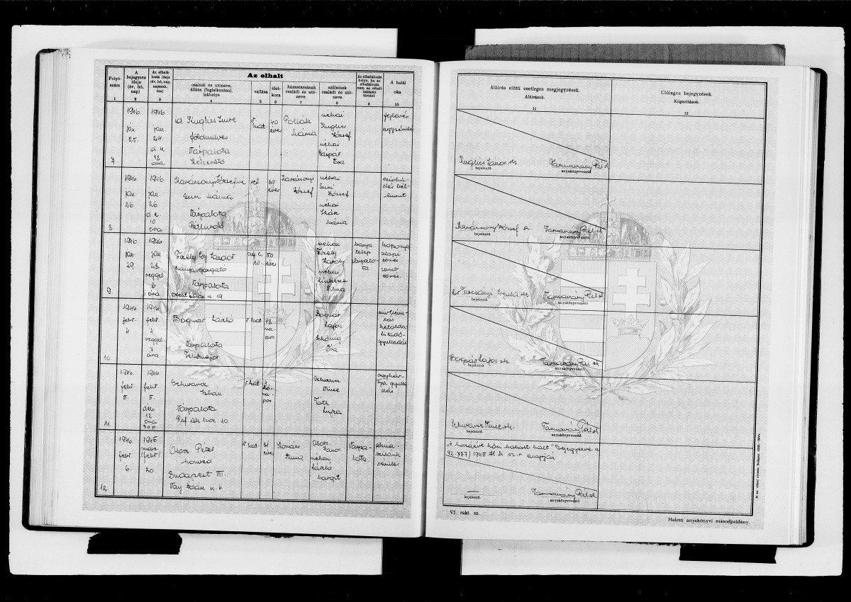 Fizély Sándor bányaigazgató halálának anyakönyvi bejegyzése - forrás: Familysearch.org